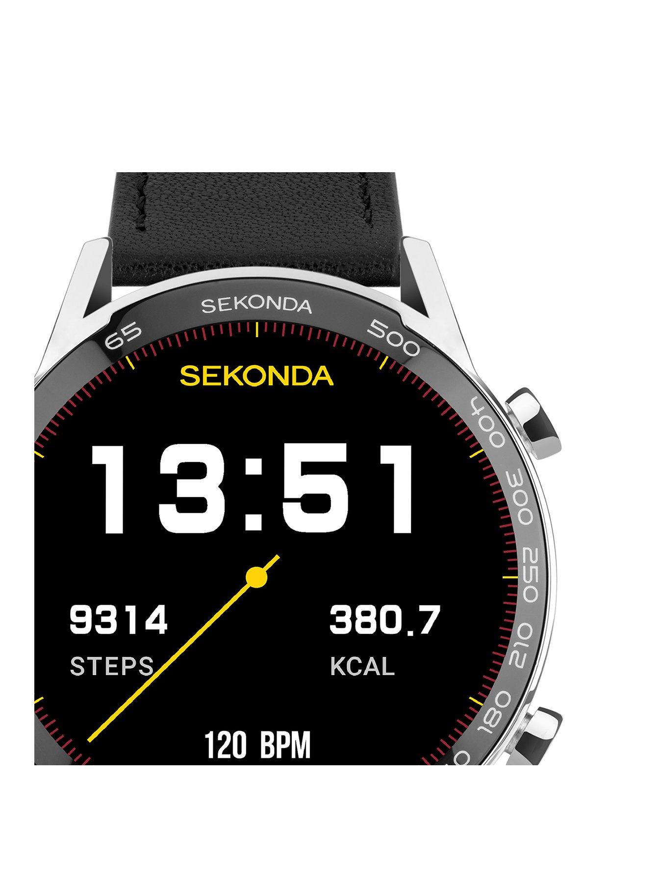 Image 2 of 7 of Sekonda Mens Active Plus Black Leather Strap Smartwatch