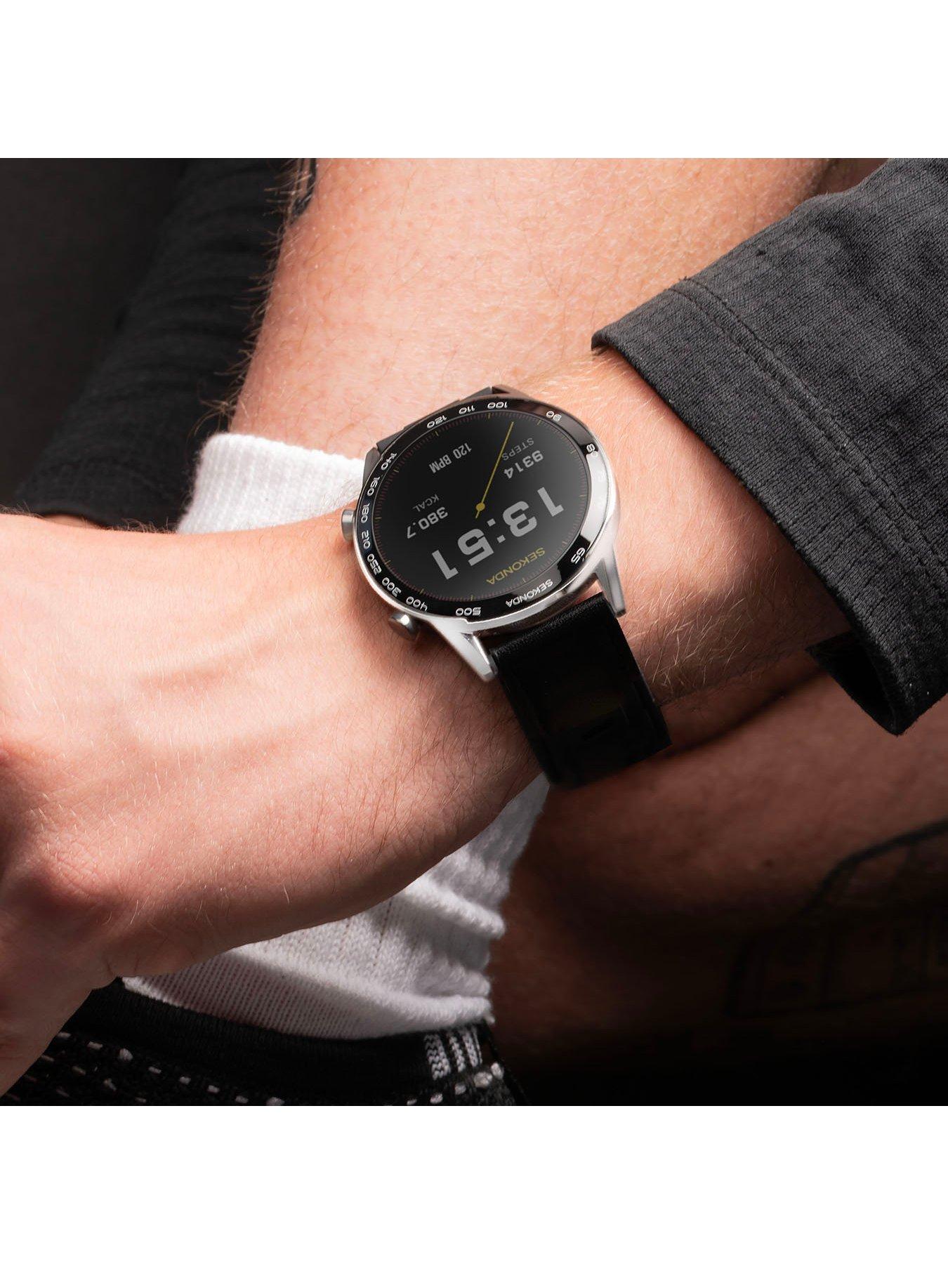 Image 3 of 7 of Sekonda Mens Active Plus Black Leather Strap Smartwatch
