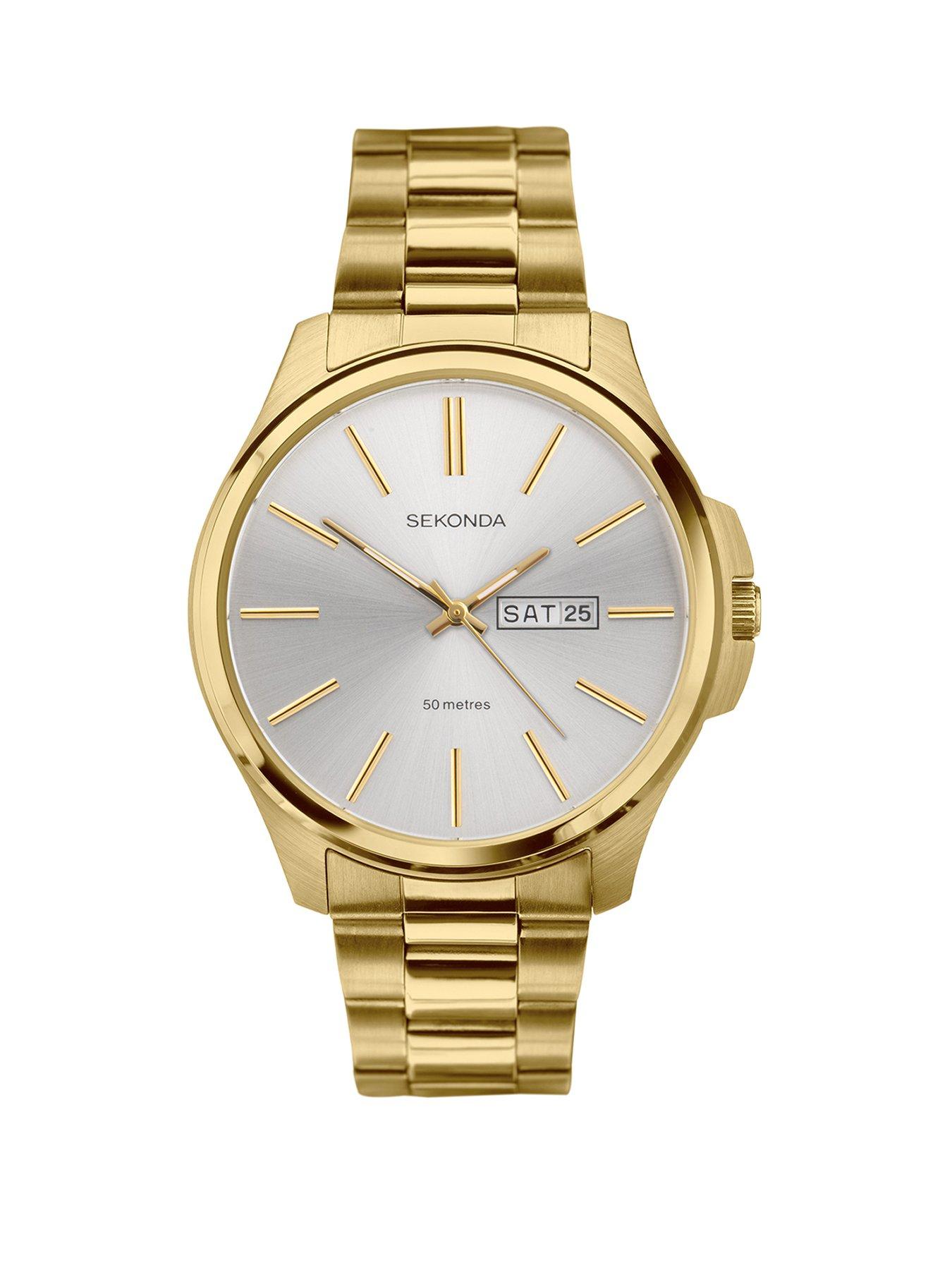 undefined Mens Classic Jones Gold Stainless Steel Bracelet with Silver Dial Analogue Watch