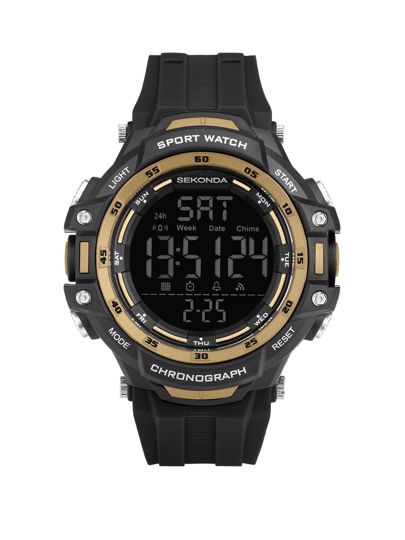 Product photograph of Sekonda Mens Sport Crossfell Black Plastic Strap With Black Dial Digital Watch from very.co.uk