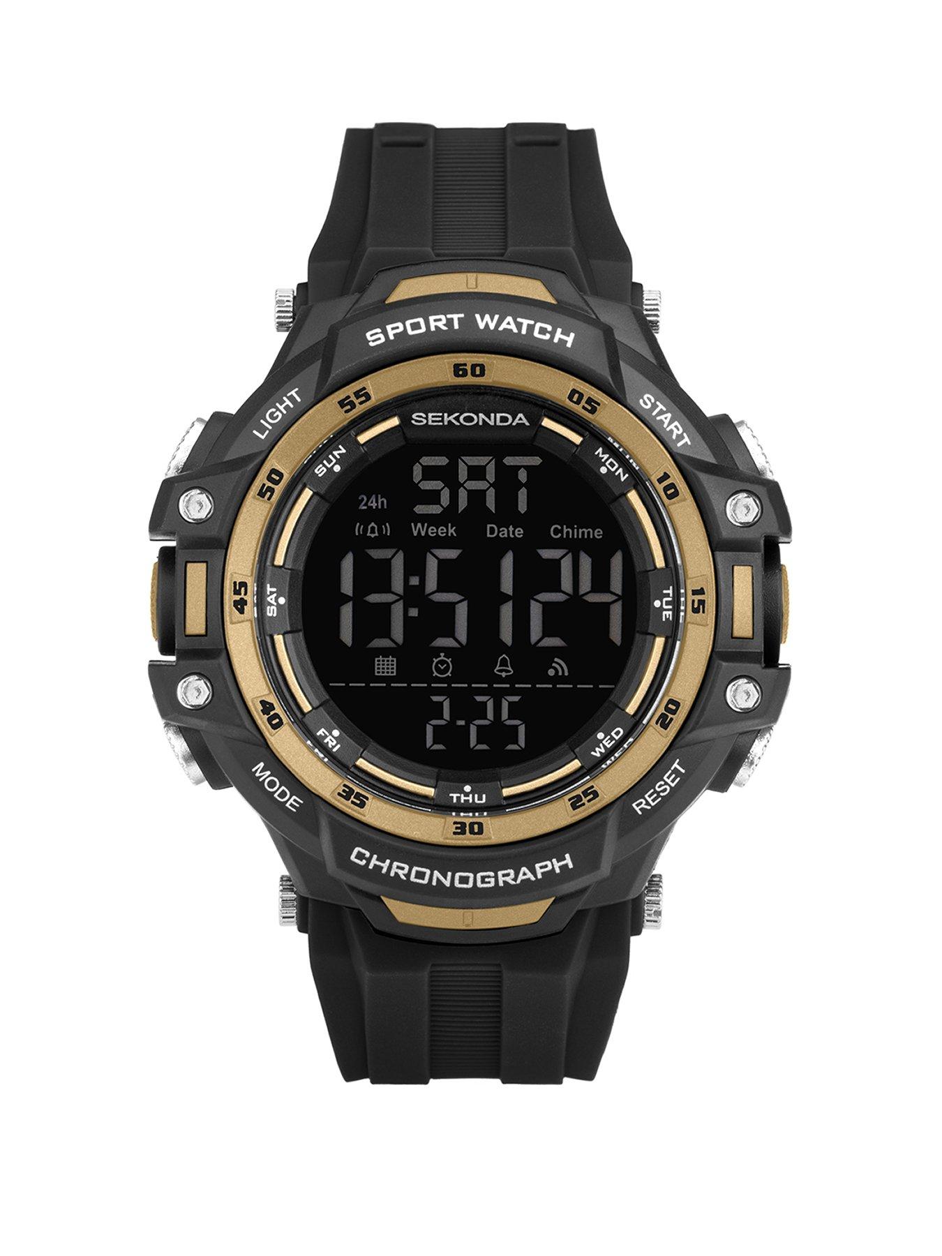 Black digital watch mens best sale