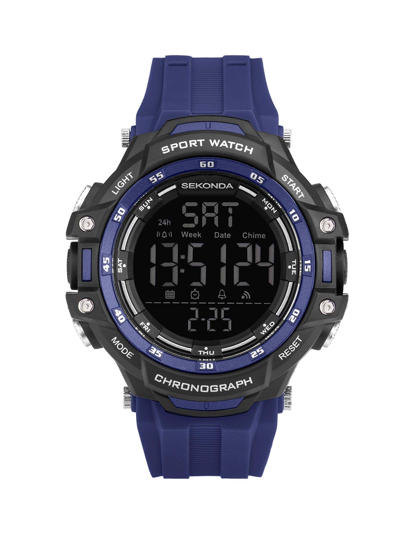 Product photograph of Sekonda Mens Sport Crossfell Dark Blue Plastic Strap With Black Dial Digital Watch from very.co.uk