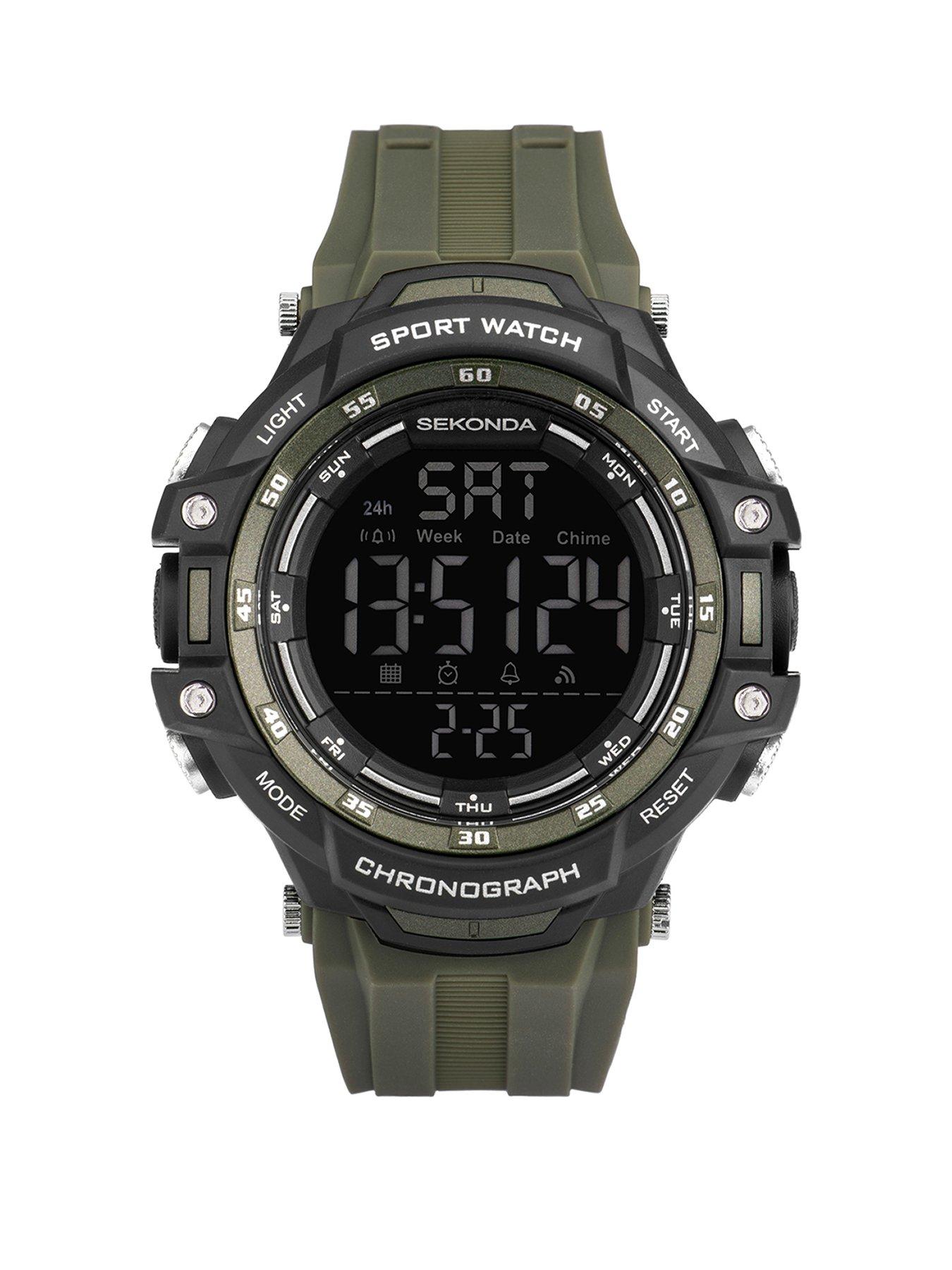 Sekonda Mens Sport Crossfell Green Plastic Strap with Black Dial Digital Watch