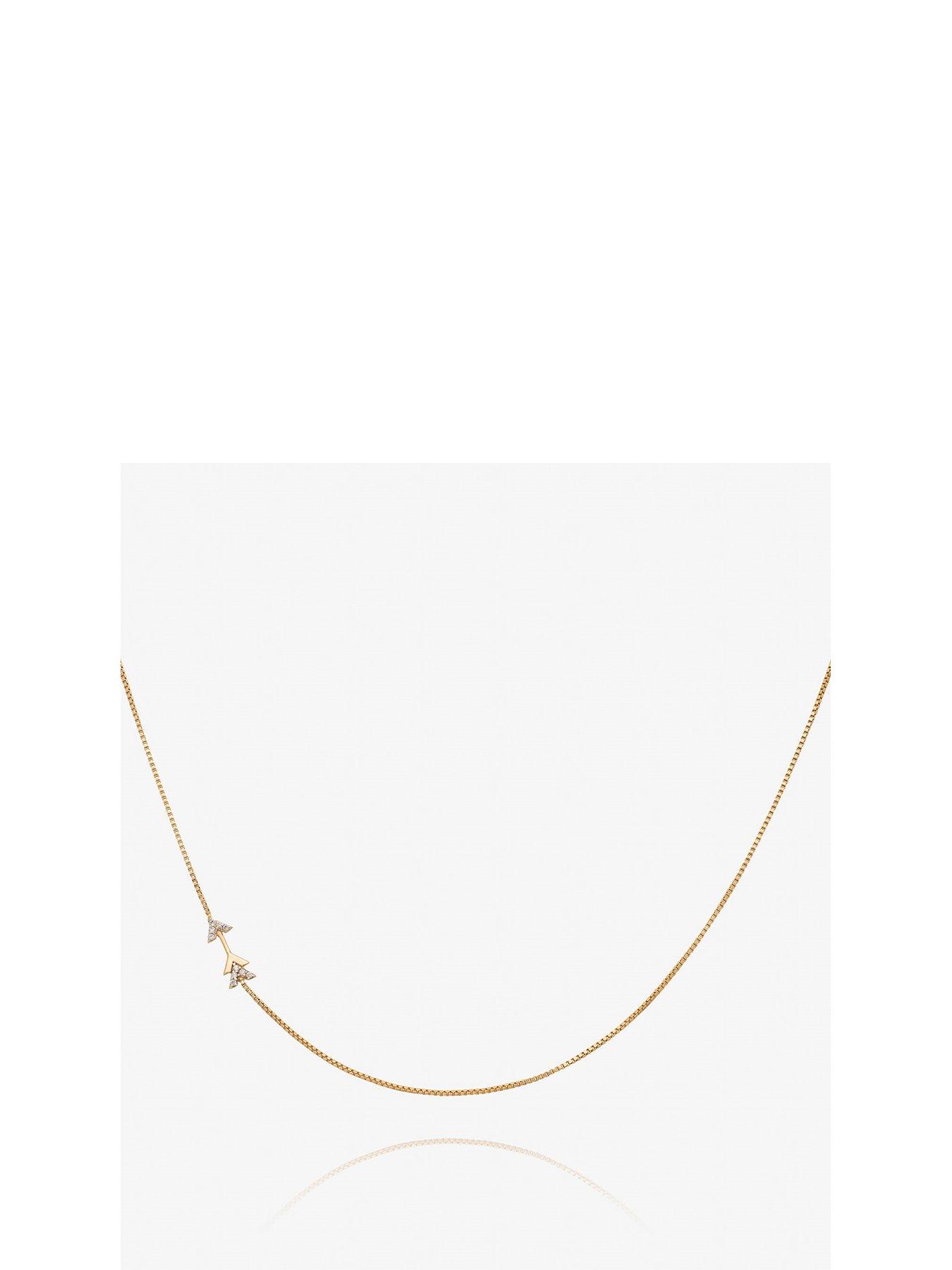 Product photograph of Rachel Jackson Solid Gold And Diamond Mini Arrow Necklace from very.co.uk