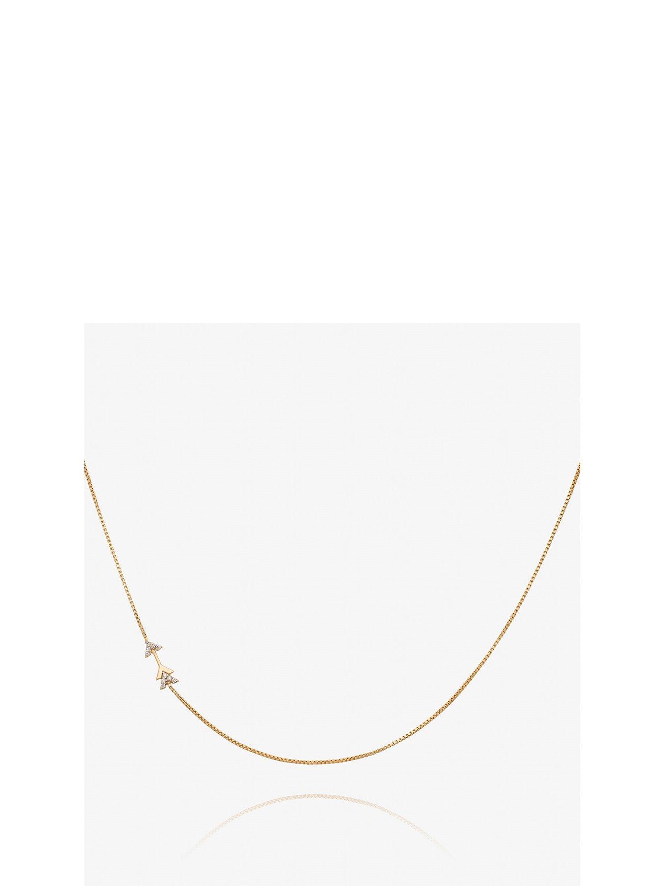 undefined Solid Gold and Diamond Mini Arrow Necklace