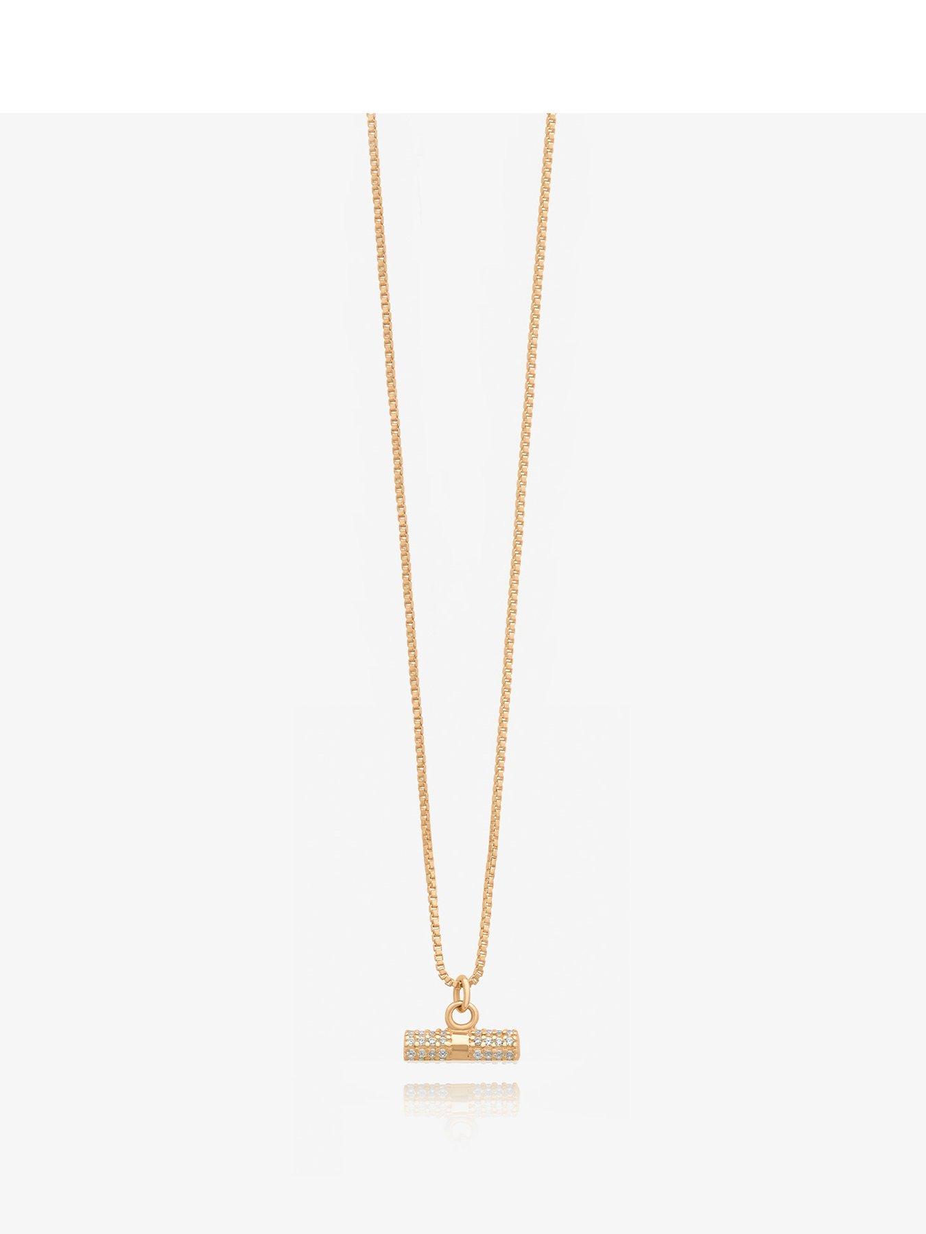 Product photograph of Rachel Jackson Solid Gold And Diamond T-bar Necklace from very.co.uk
