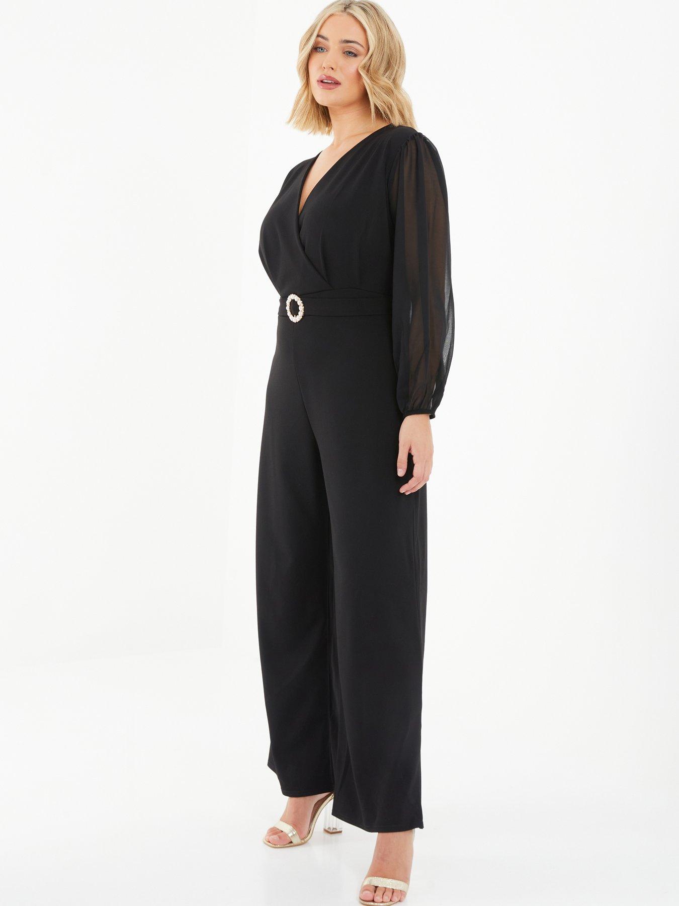 Plus Occasion Chiffon Angel Sleeve Jumpsuit