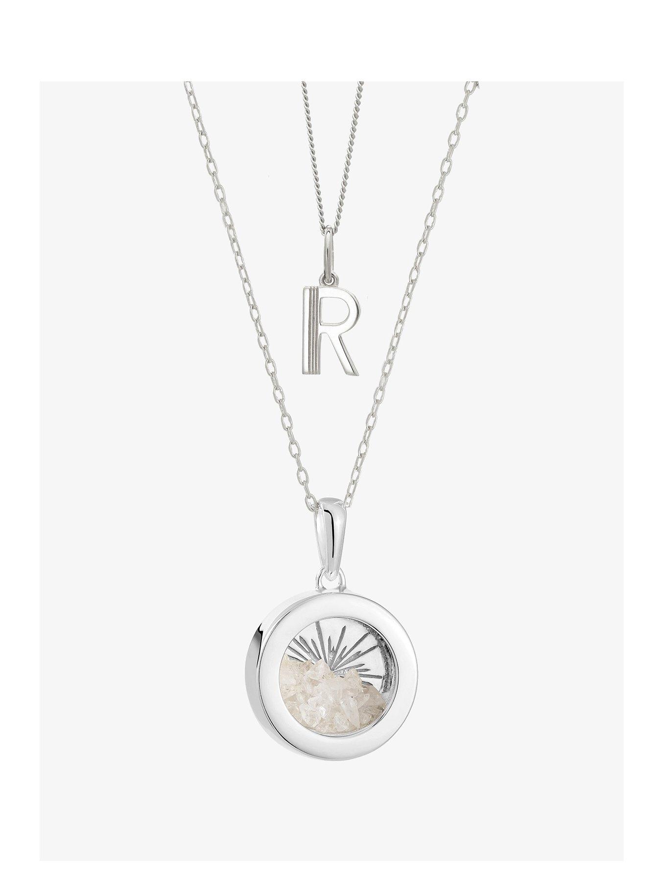 Product photograph of Rachel Jackson Birthstone Amulet And Initial Necklace Layered Set Silver from very.co.uk