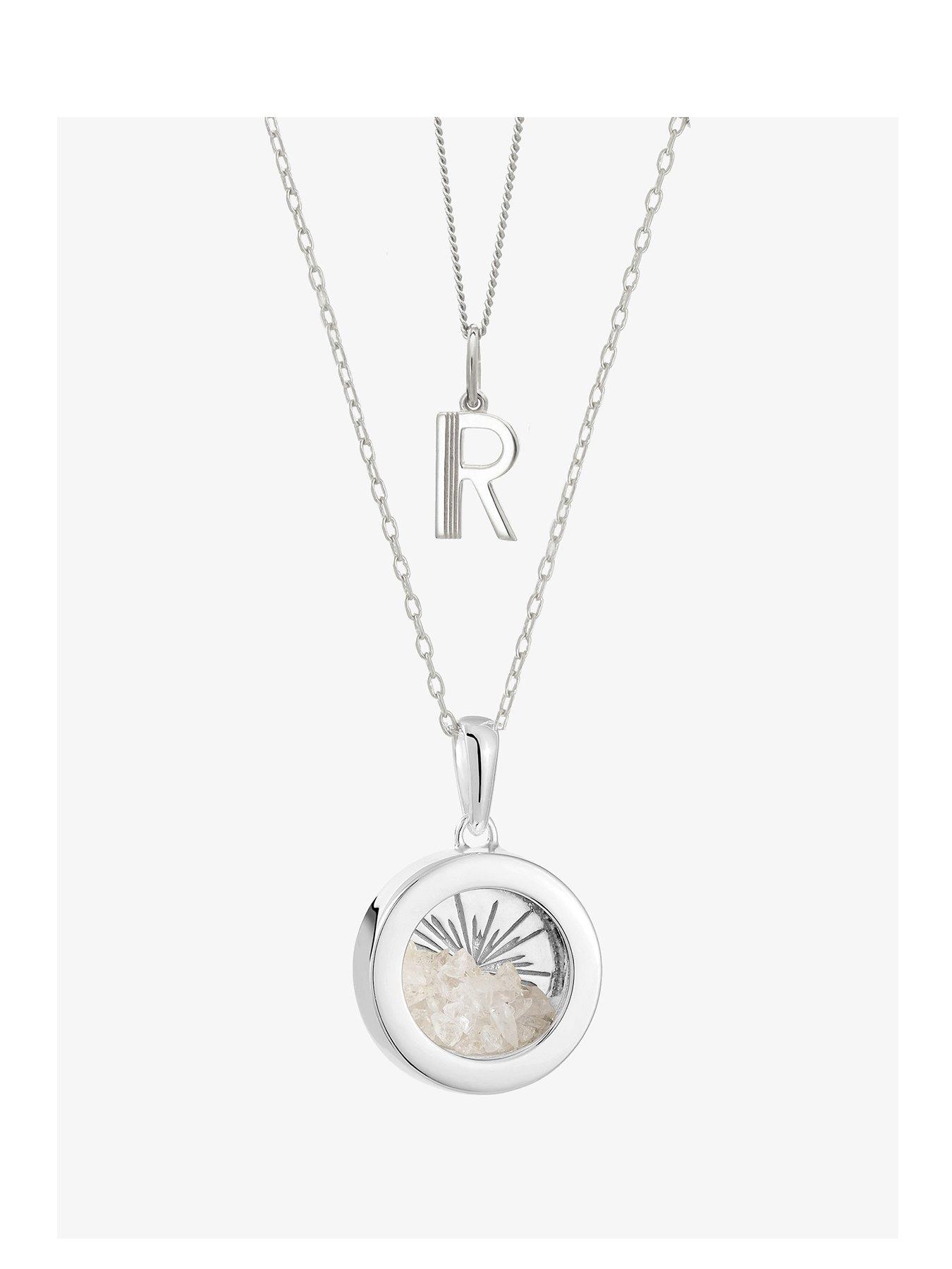 Image 1 of 7 of Rachel Jackson Birthstone Amulet and Initial Necklace Layered Set Silver