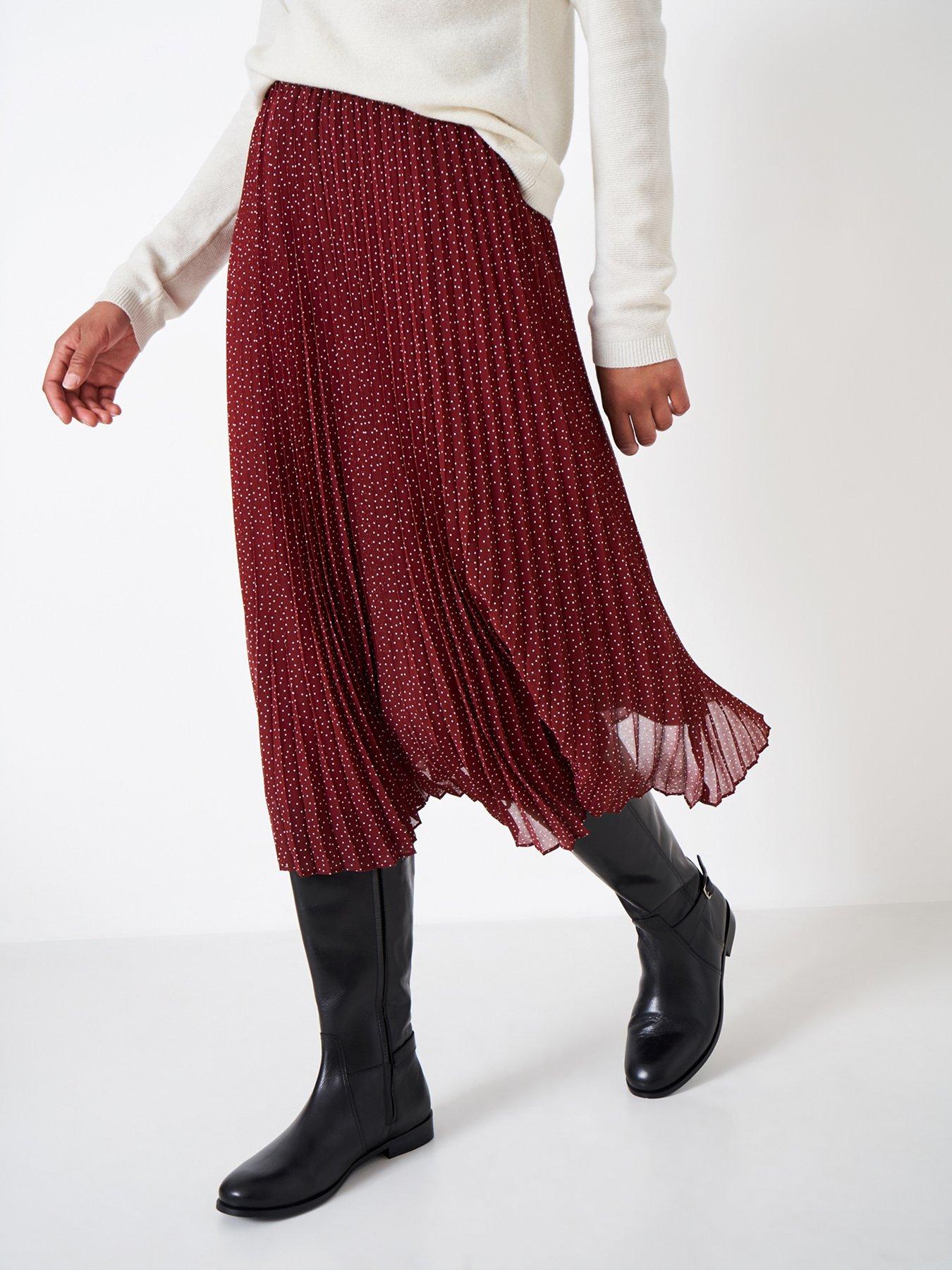 crew-clothing-pleated-skirt-red