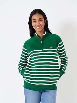 crew clothing half zip sweatshirt - green