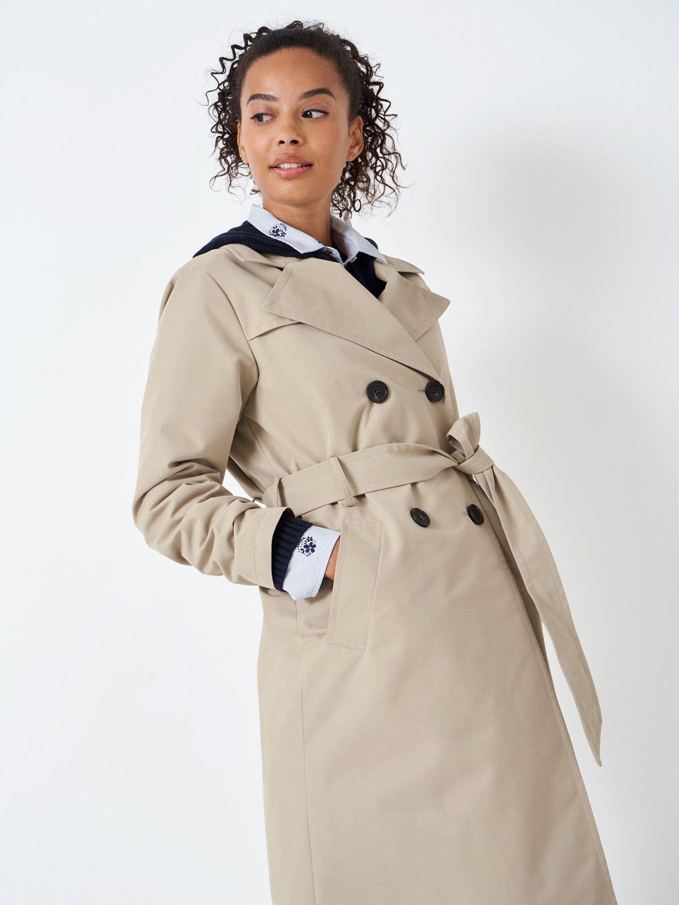 Crew Clothing Long Trench Coat - Beige | very.co.uk