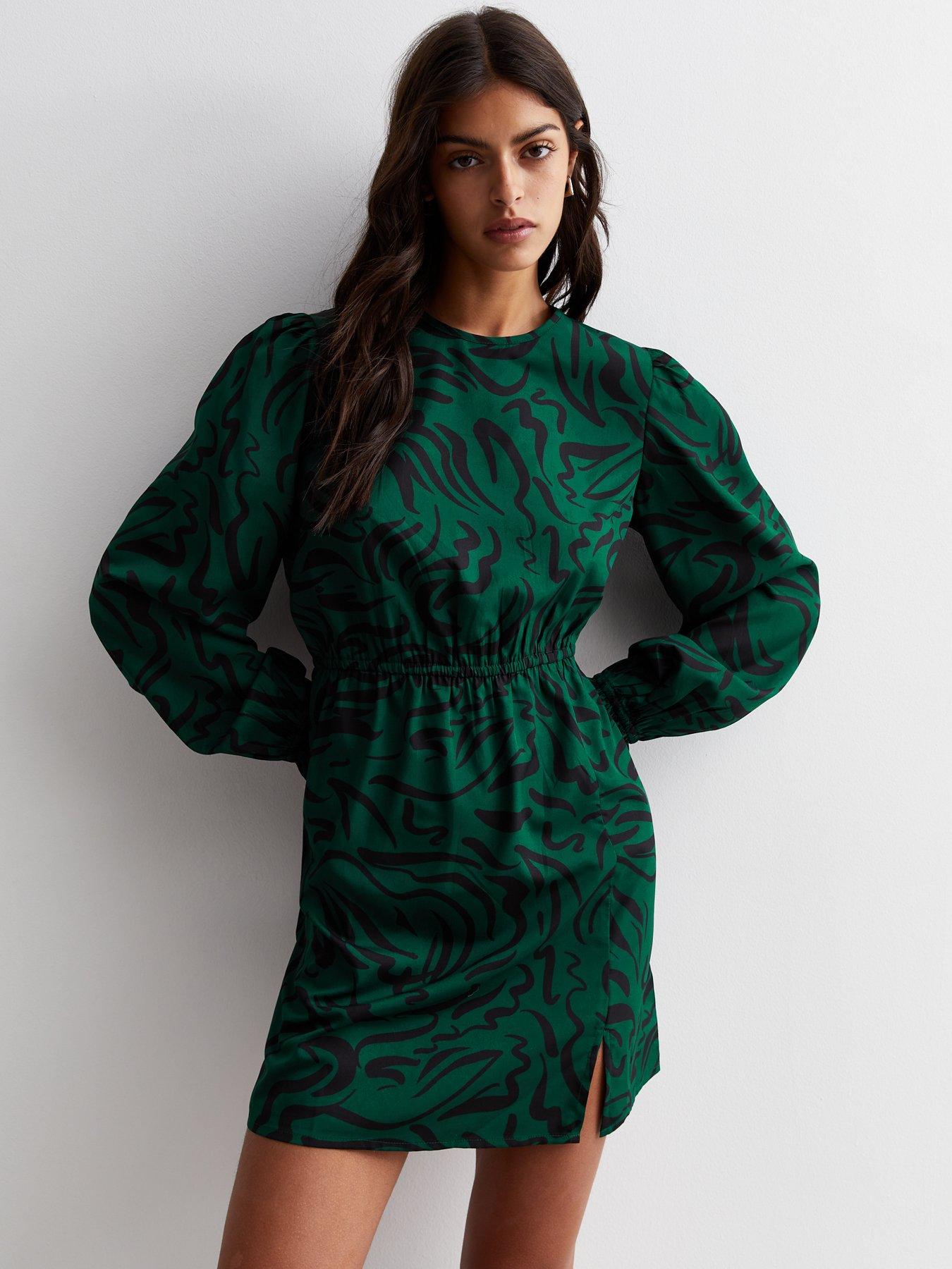 Mint Velvet Green Feather Mini Dress