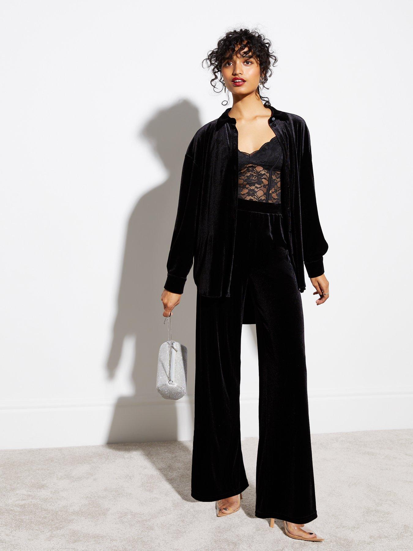 Black velvet long sleeve shirt hot sale