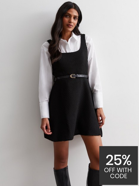new-look-black-boucl-belted-pinafore-mini-dress