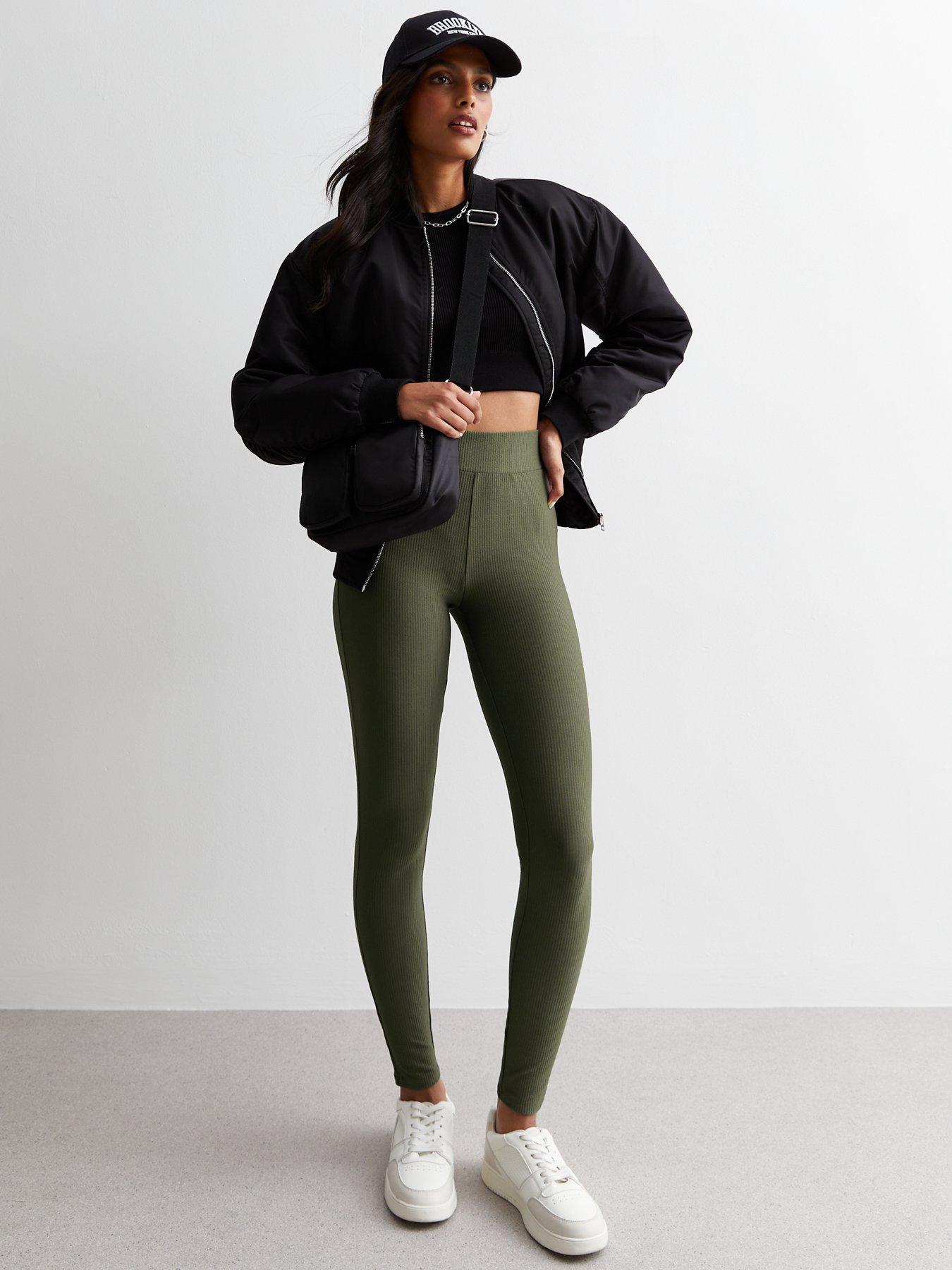 Khaki Ribbed Leggings