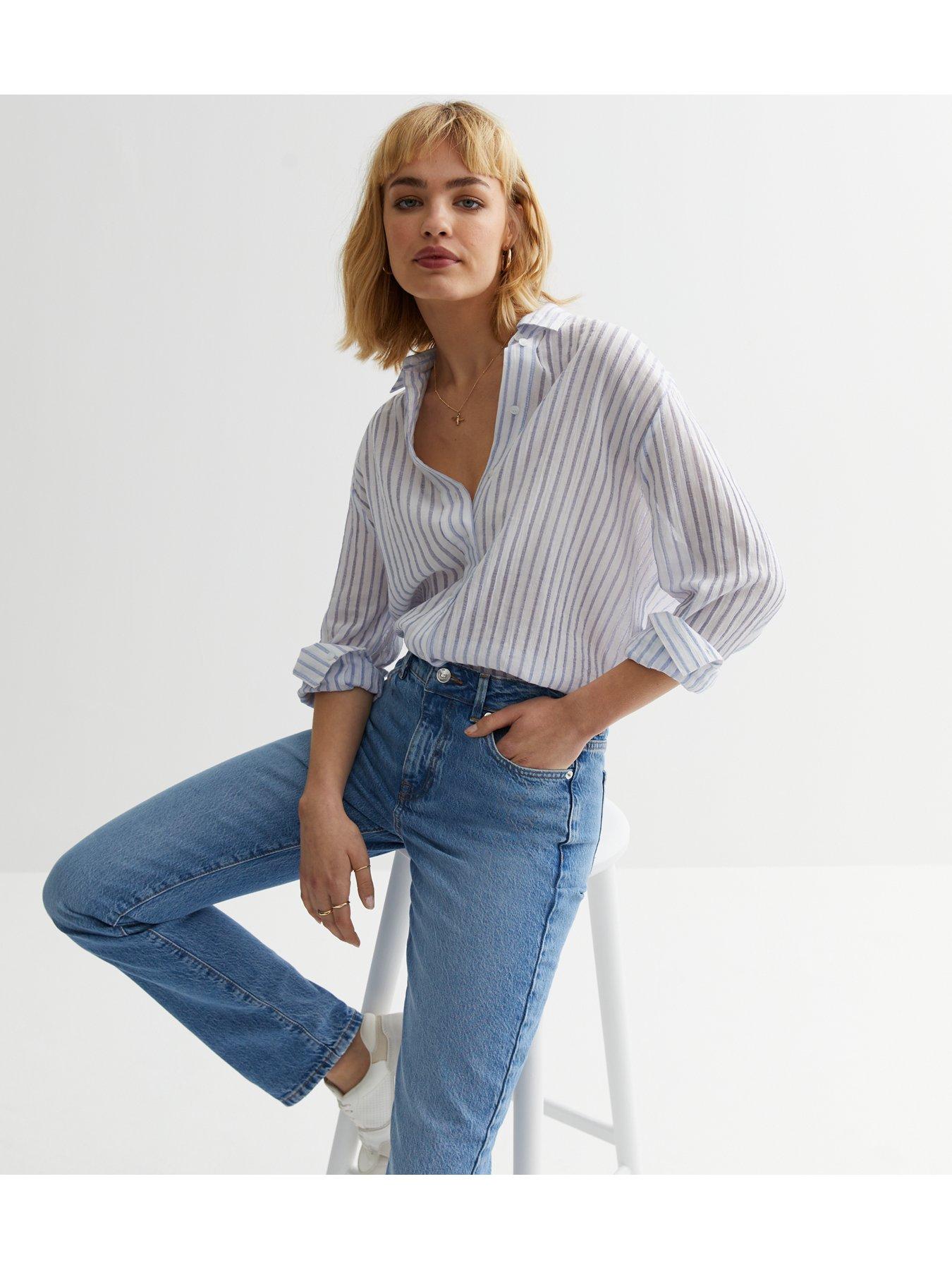 undefined Blue Full Length Straight Leg Rigid Jeans