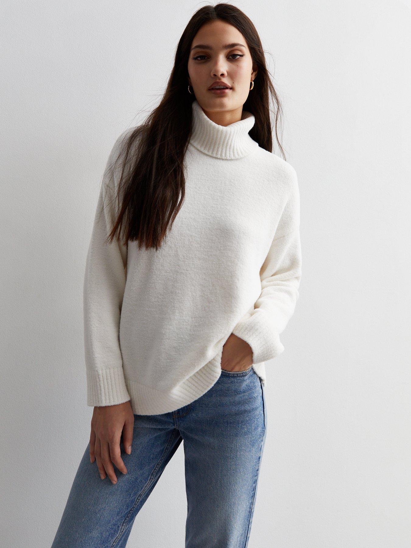 Pure Wool Roll Neck Relaxed Longline Jumper