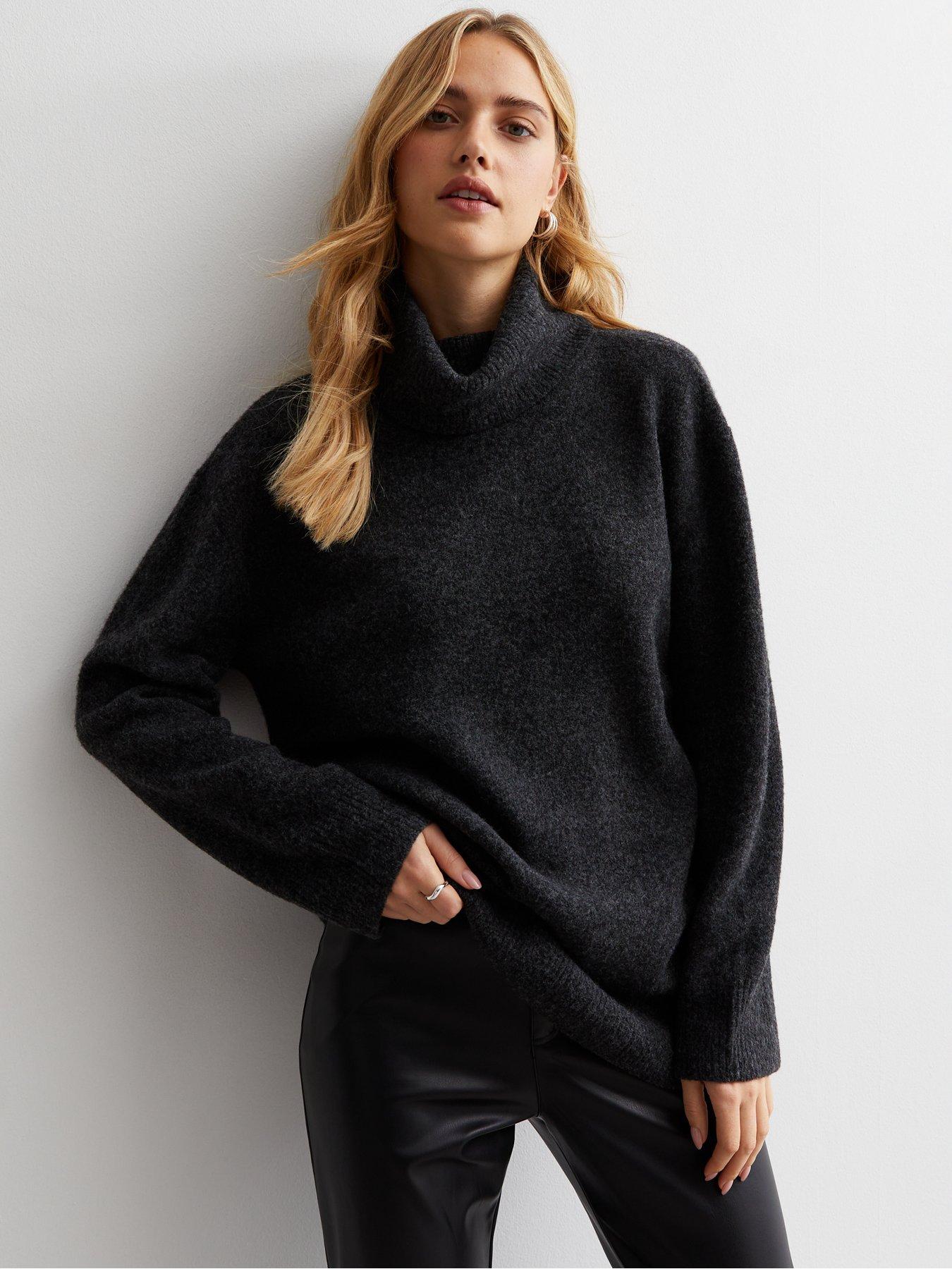 Boohoo Roll Neck Longline Jumper - Black