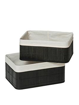 Product photograph of Premier Housewares Set Of Two Kankyo Black Bamboo Storage Boxes from very.co.uk