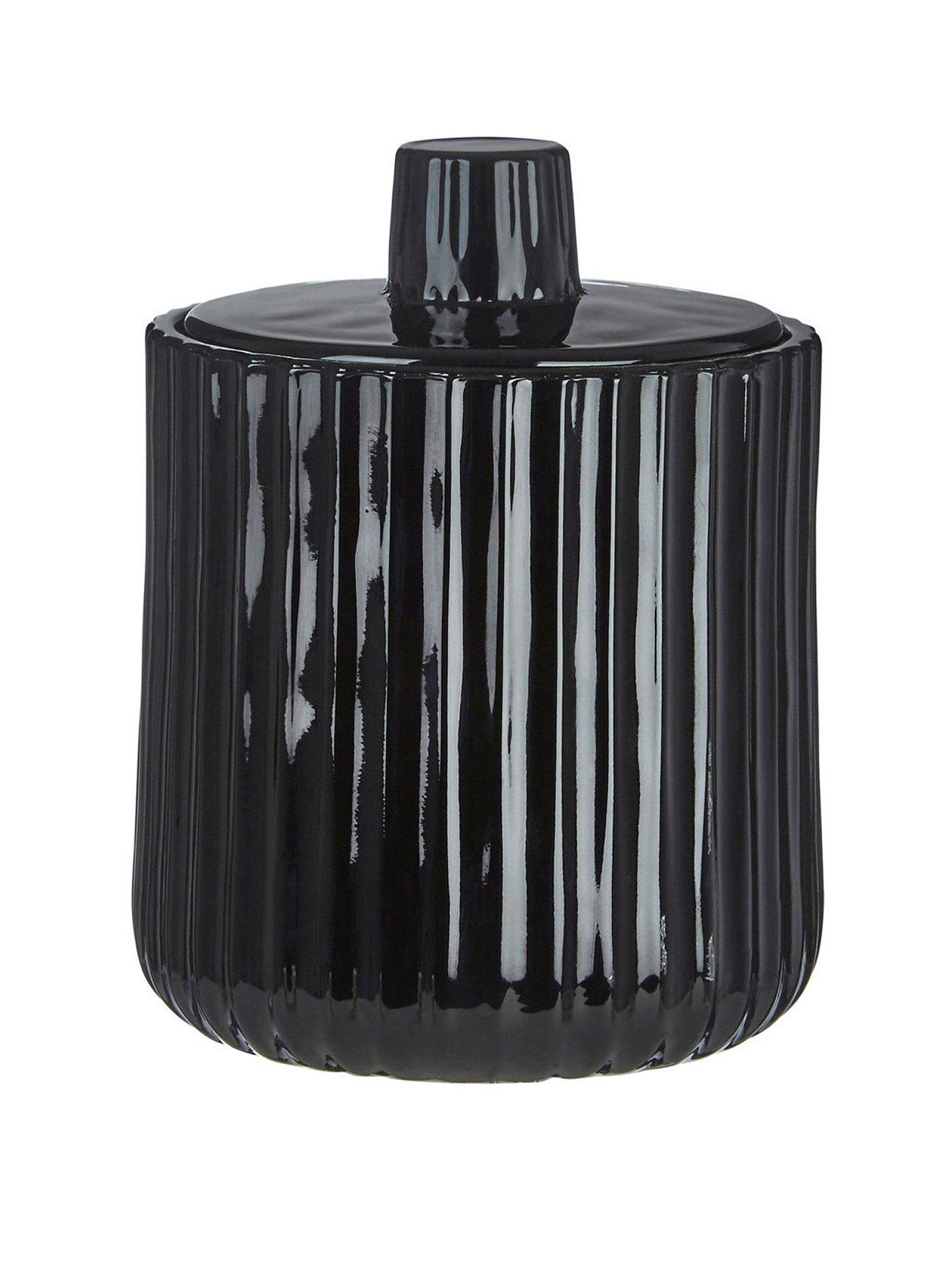 Product photograph of Premier Housewares Ticino Brittany Black Glass Storage Jar from very.co.uk