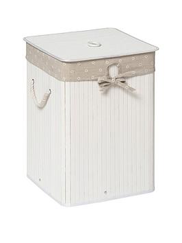 Product photograph of Premier Housewares Kankyo White Square Laundry Hamper from very.co.uk