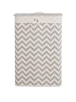 Product photograph of Premier Housewares Kankyo White And Grey Chevron Laundry Hamper from very.co.uk