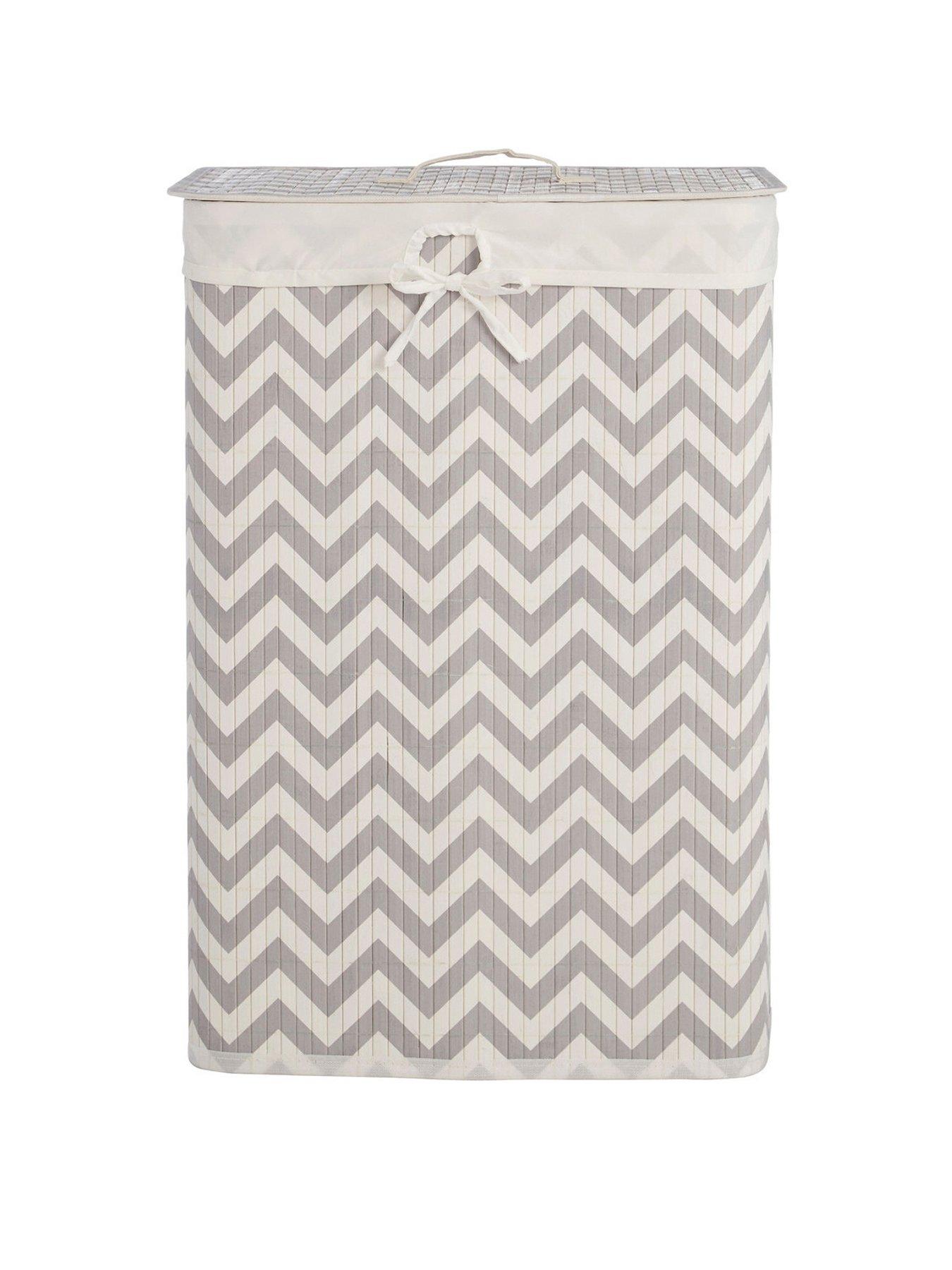 undefined Kankyo White And Grey Chevron Laundry Hamper
