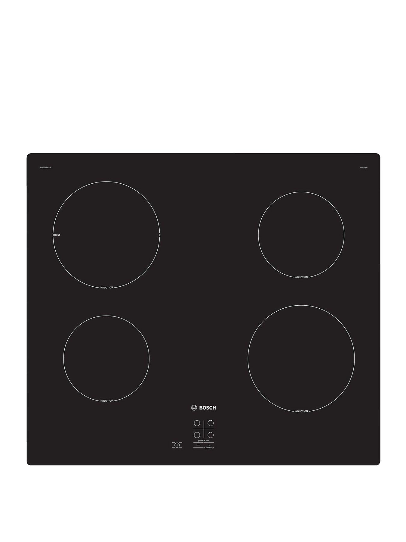 Product photograph of Bosch Series 2 Pug61raa5b 60cm Integrated Induction Hob Touch Control 4 Zones - Black from very.co.uk
