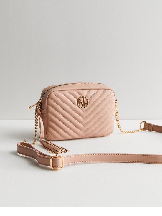 New Look Pale Pink Leather-Look Chevron Cross Body Bag | very.co.uk