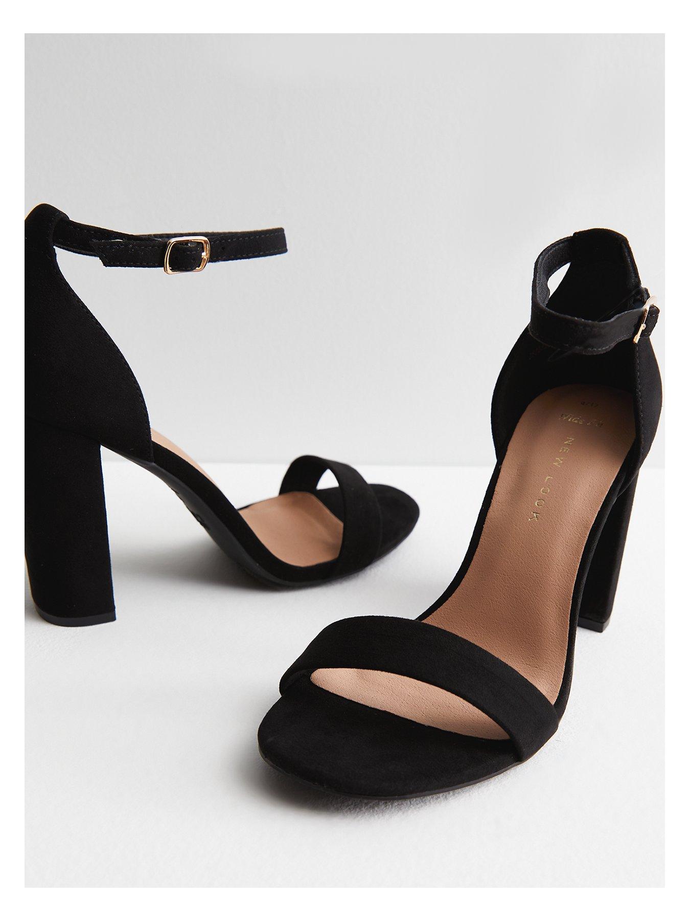 Black Wide Fit Block Heeled Sandals