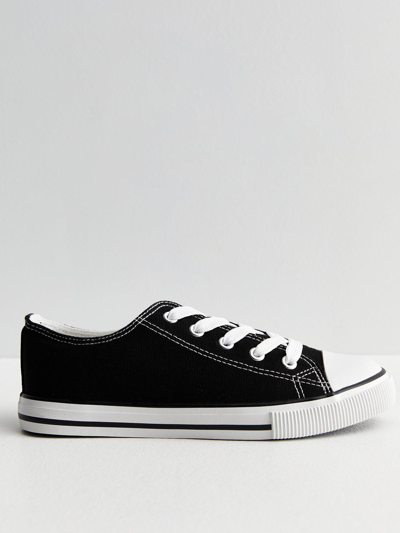 Black Canvas Lace Up Trainers