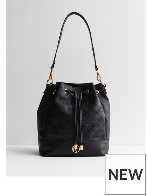 new-look-black-embossed-leather-look-drawstring-bucket-bag