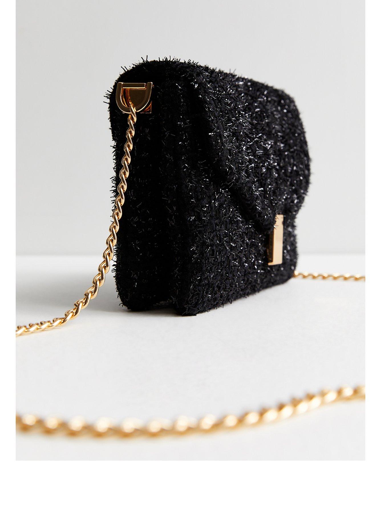 Black top glitter handbag