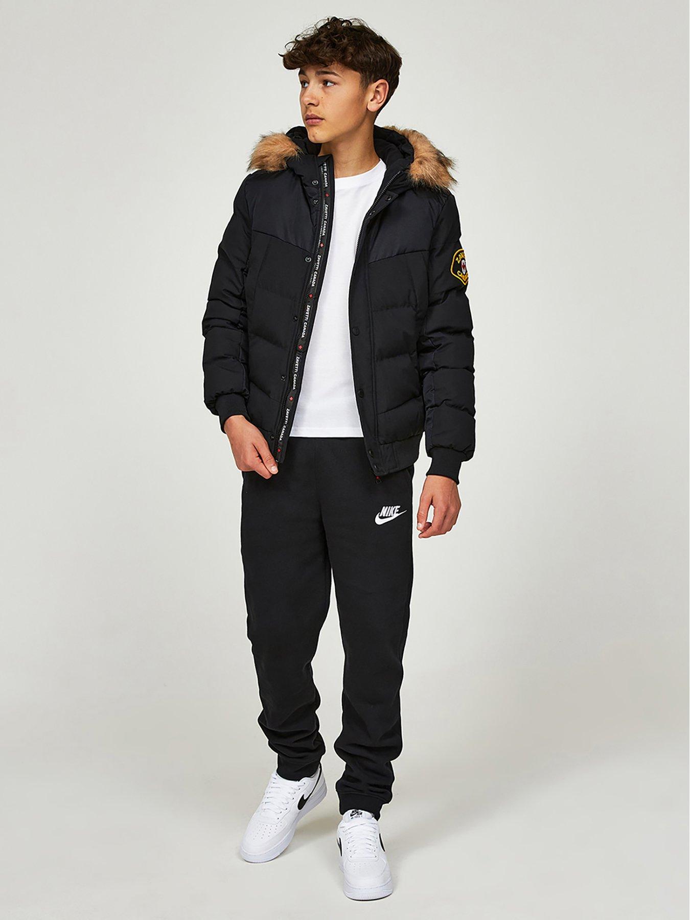 Zavetti Canada Junior Garbantini Bomber Parka Jacket Black Very