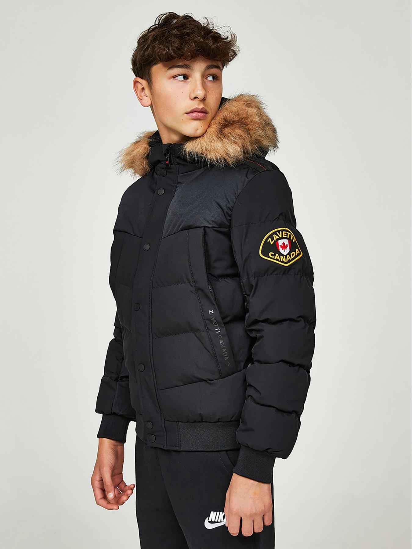 Zavetti Canada Junior Garbantini Bomber Parka Jacket - Black | Very.co.uk