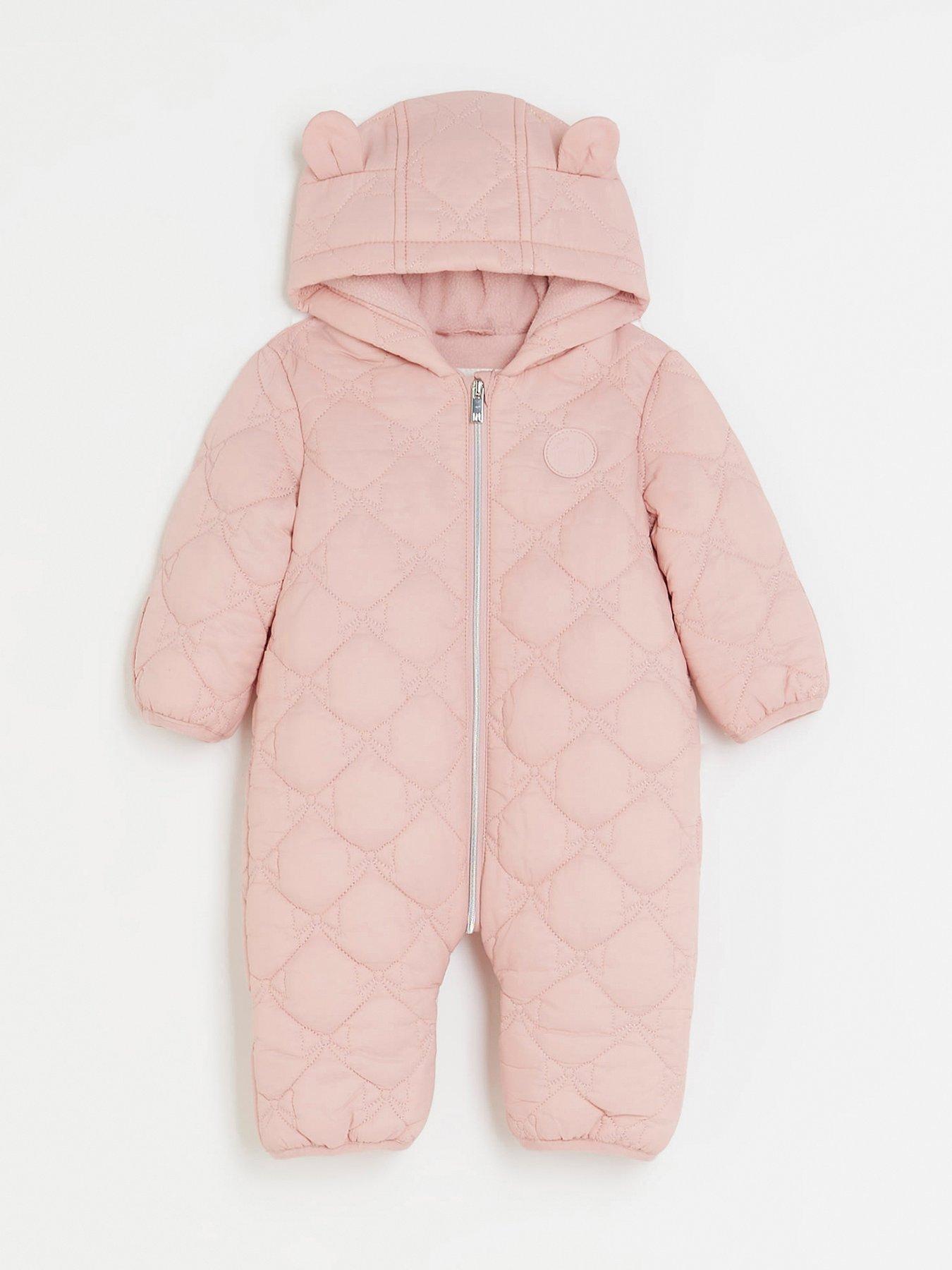 River Island Baby Baby Girls Pink Hooded Snowsuit Pink Very.co.uk