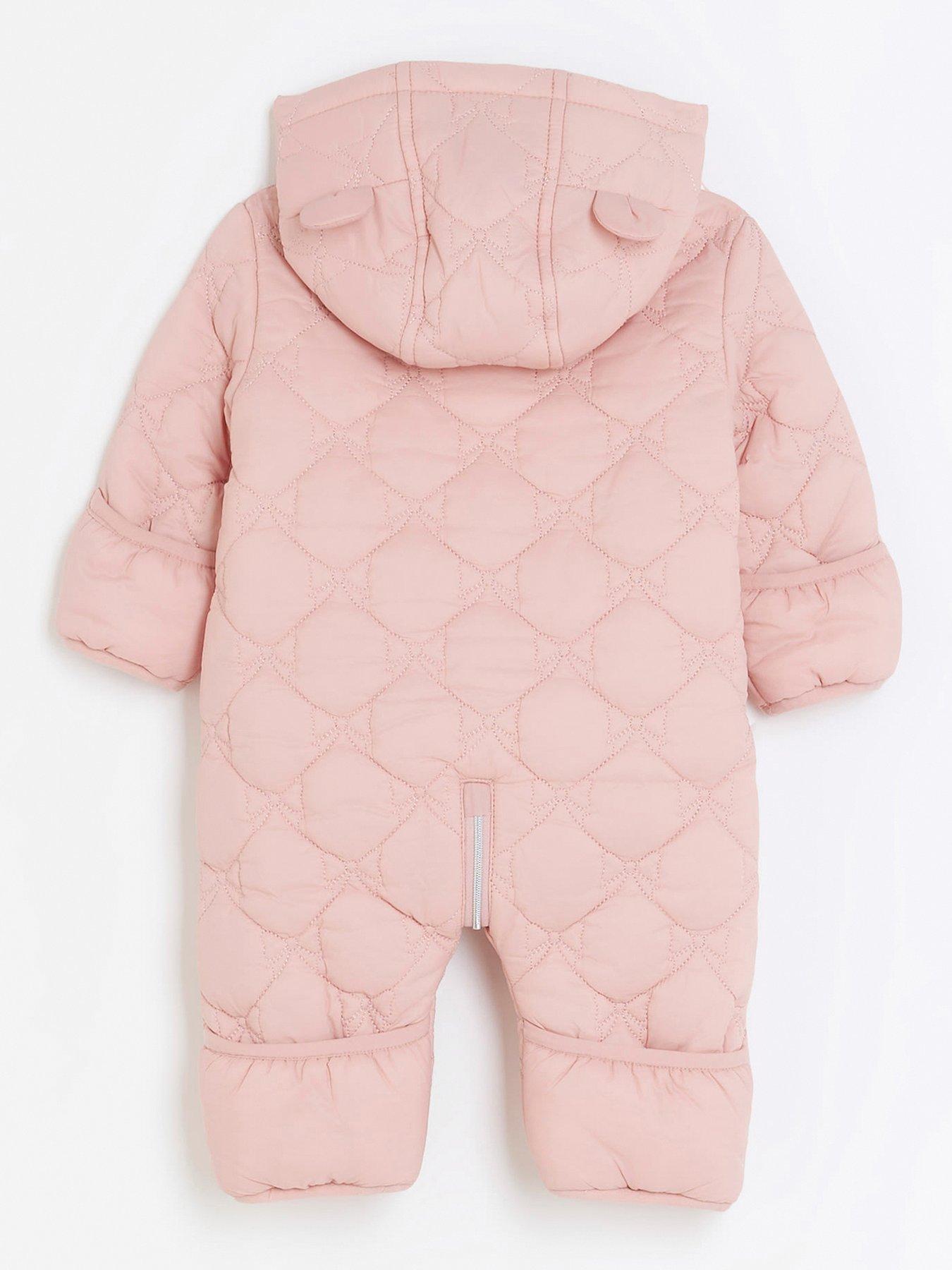River Island Baby Baby Girls Pink Hooded Snowsuit Pink Very.co.uk