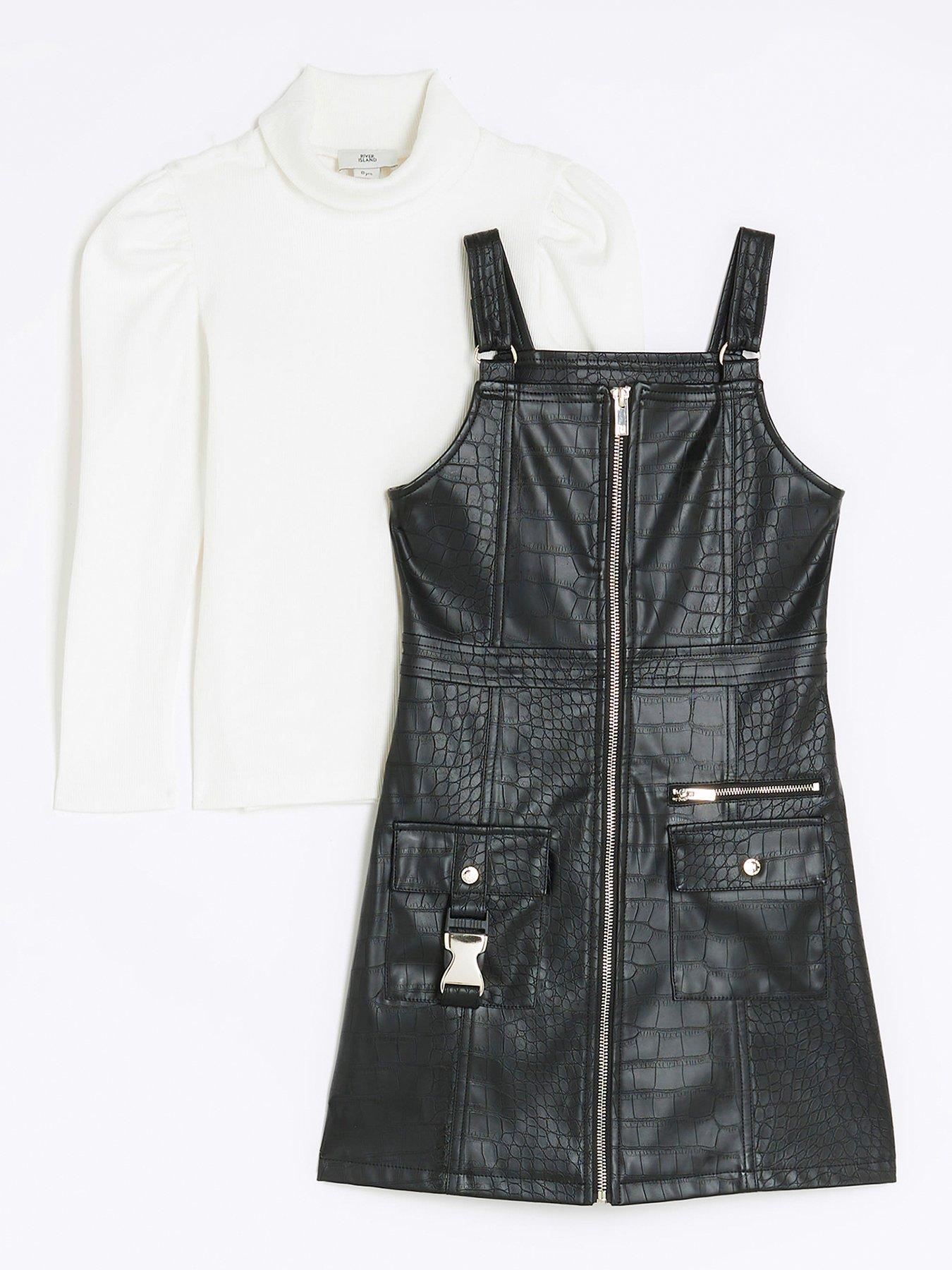 Leather pinafore outlet dress uk