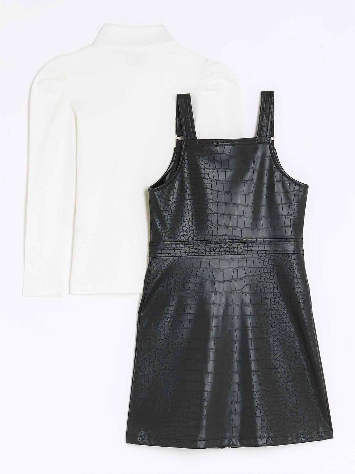 River island black leather hot sale dress