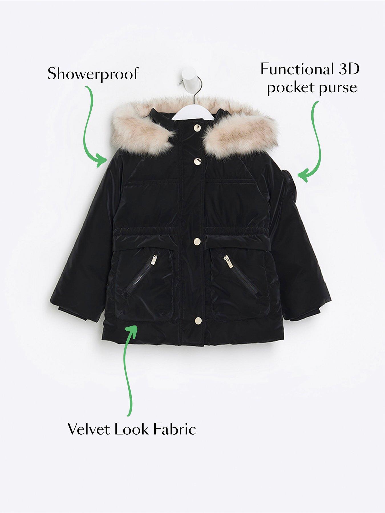 Girls river island black 2024 coat