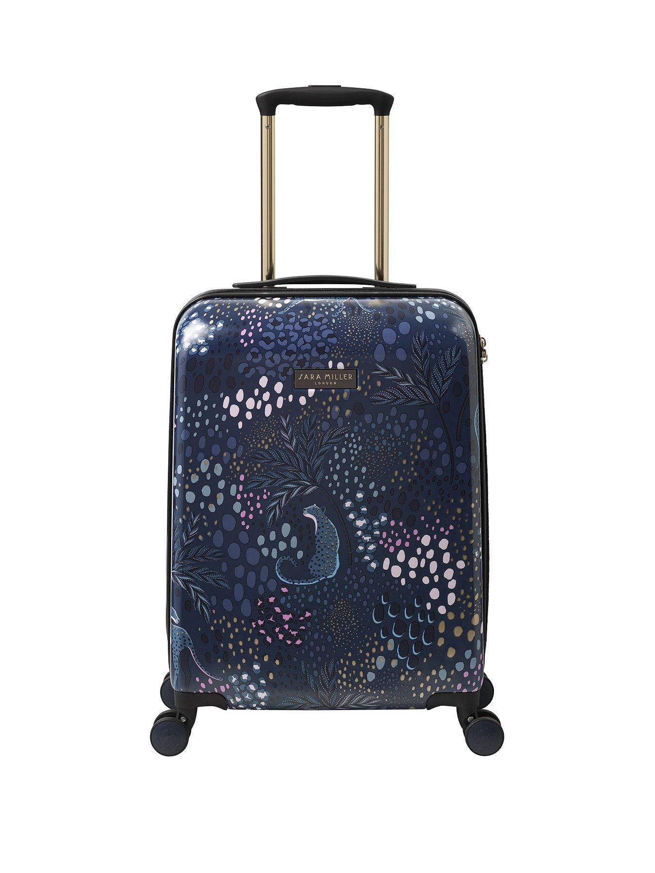 Sara Miller Small Midnight Leopard 4 Wheel Trolley Suitcase