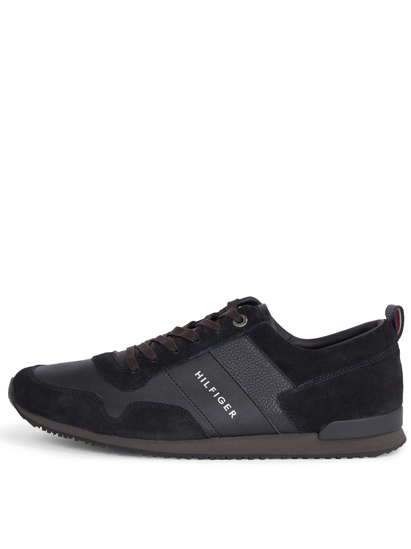 Tommy hilfiger iconic leather trainers black sale