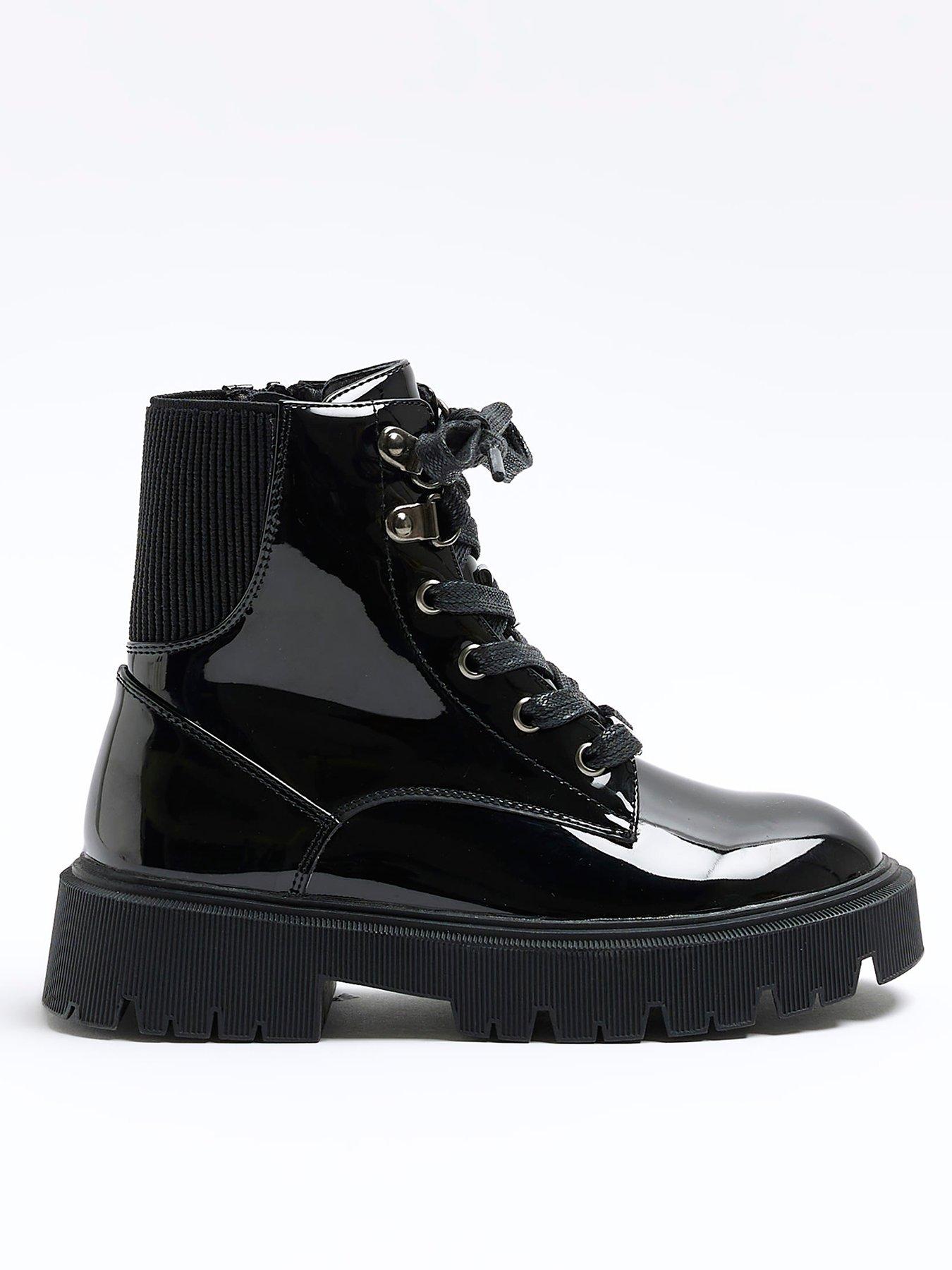 Black patent outlet hiker boots