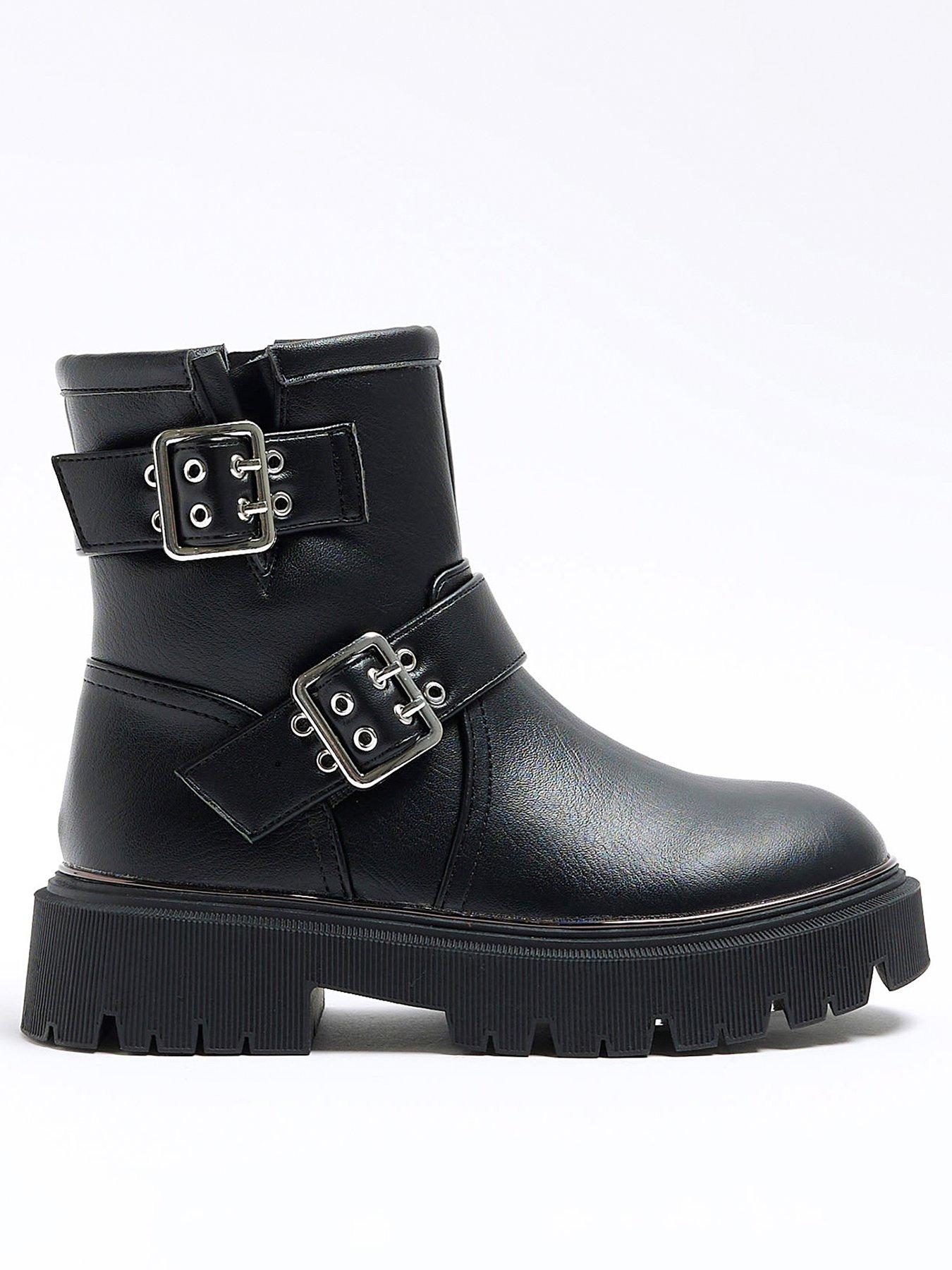 River island black deals buckle boots