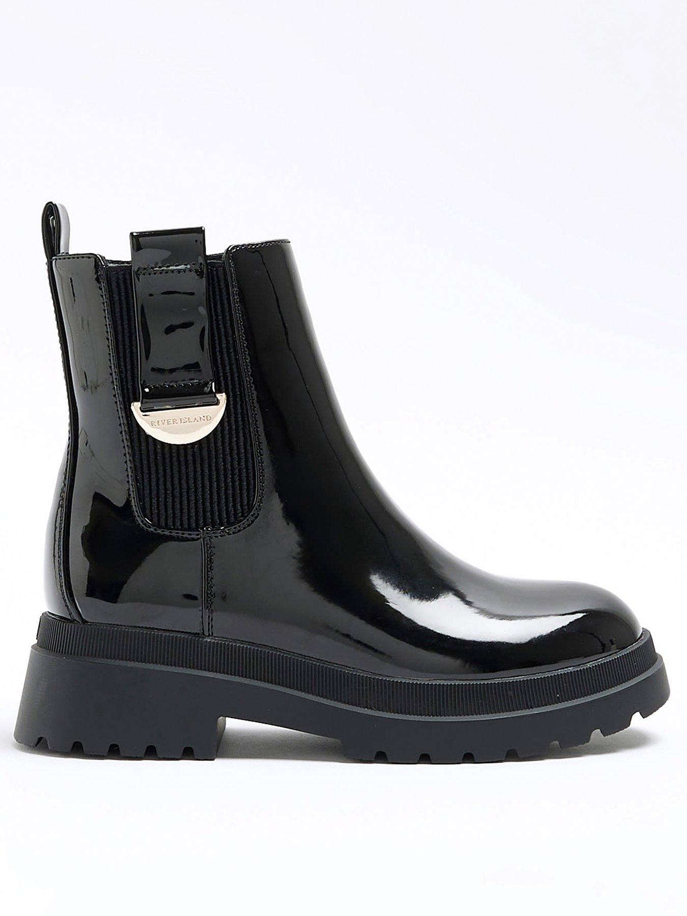 River Island Girls Patent Chelsea Boots Black very