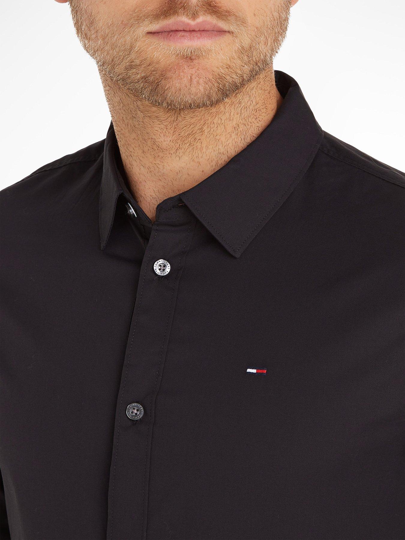 Image 3 of 5 of Tommy Jeans Original Stretch Slim Fit Long Sleeve &nbsp;Shirt - Black