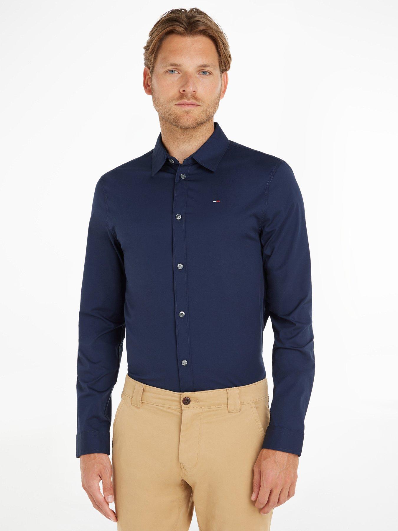 Tommy Jeans Original Stretch Slim Fit Long Sleeve & Shirt - Navy