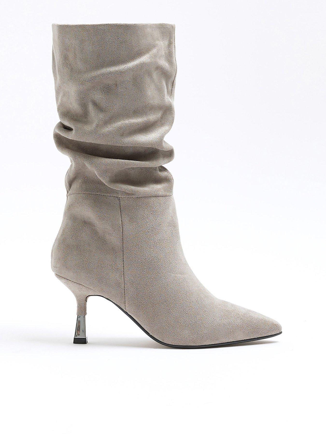 Slouched High Leg Boot Grey