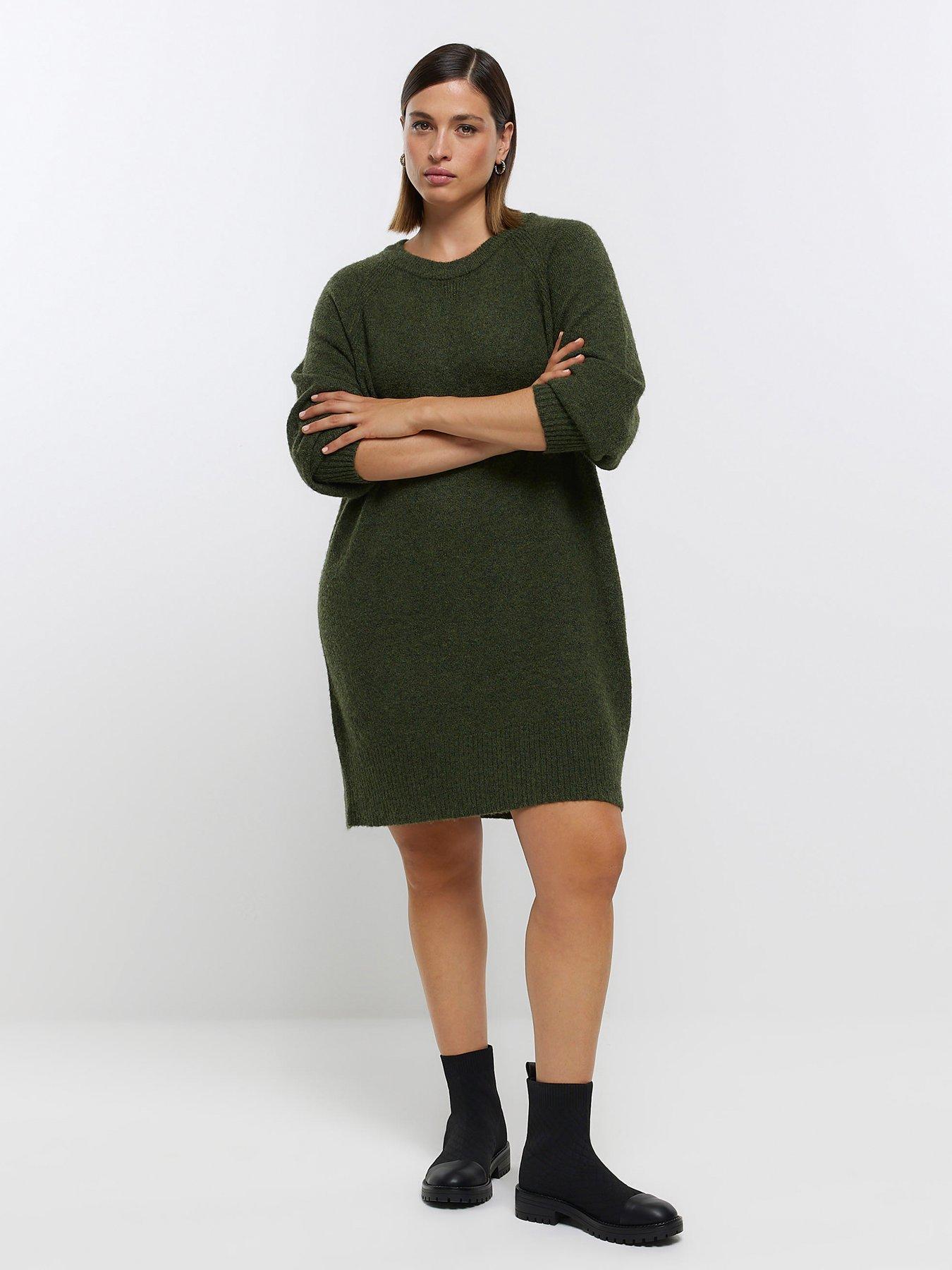 Khaki green jumper dress hotsell